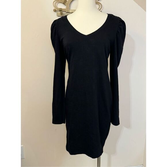 Nation Ltd Black Puff Sleeve T Shirt Dress L - Picture 2 of 6